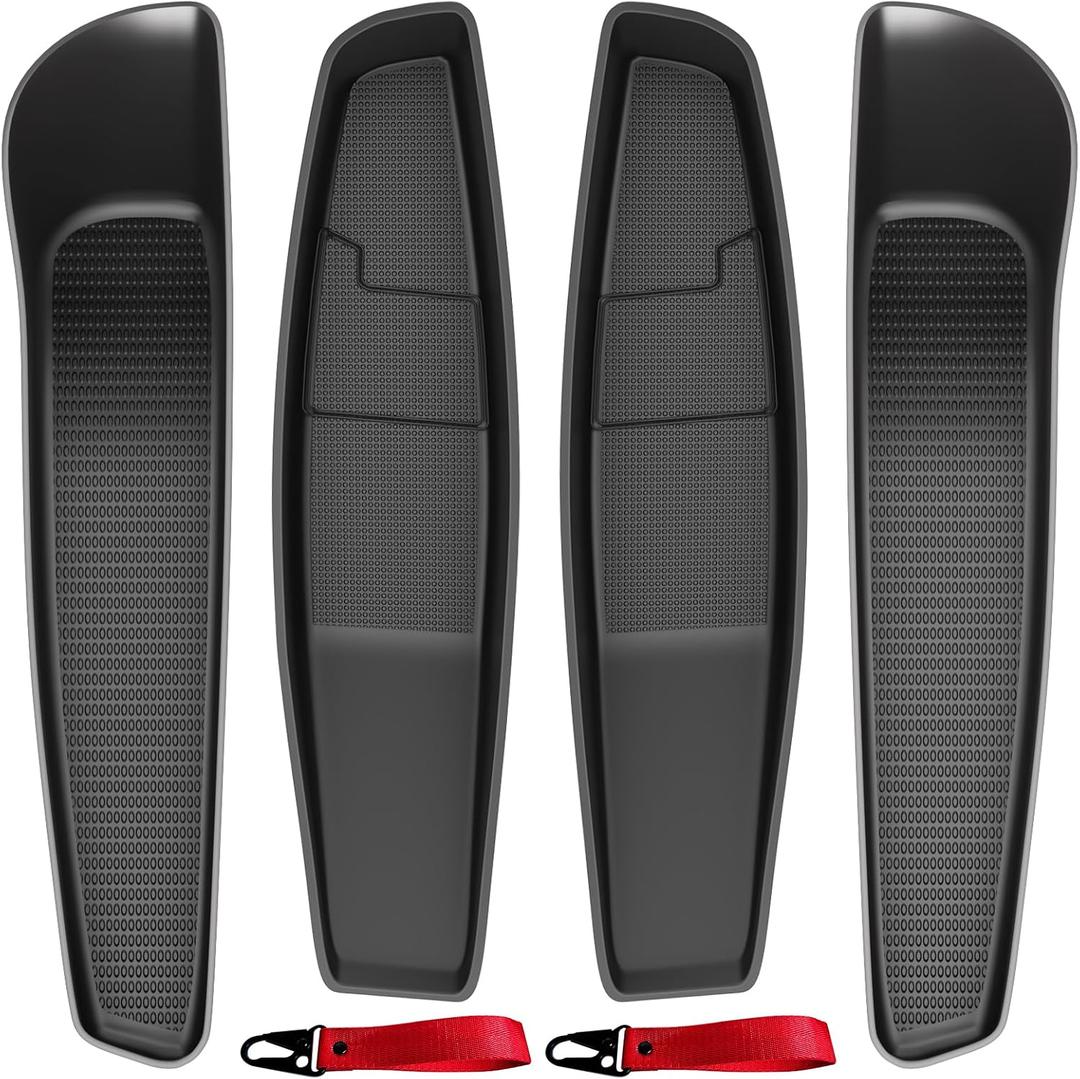 Door Side Storage Box for Tesla Model Y Juniper Accessories, [Include Rear Door Emergency Pull Cord] Front& Rear Pocket Liners, TPE Waterproof Anti-scratch Slot Pockets Organizer- 6 Pcs