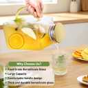 1 Gallon Thickened Glass Pitcher with Lid and Spout, Square Borosilicate Glass Carafe with Handle for Fridge, Extra Large Water Jug for Hot/Cold Drink, Iced Tea, Coffee, Juice, Beverage (Gold)