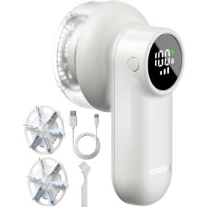 coldSky Rechargeable Fabric Shaver, Lint Shaver with Digital Display, Sweater Shaver with 6-Leaf Blades and Safety Lock, 3-Speeds Defuzzer Remove Fuzz, Pills from Clothes, Furniture, Sofa, Light Grey