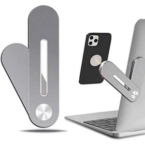 Hype Magnetic Laptop Phone Holder, 
Adjustable Phone Monitor Side Mount, Slim Portable Foldable Computer Expansion Bracket, Silver
