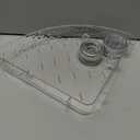 Corrugated Suction Cup Storage Holder Corner Shower Caddy Large Organizer Bathroom Shelf Clear Acrylic Shower Tray Shelves Inside Floating Shower Wall Shelf Bath Basket Rack Heavy Duty (Corner-Clear)