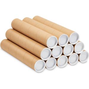 Stockroom Plus Mailing Tubes with Caps - 12-Pack 2 in x 12 in Brown Kraft - Spiral Construction for Impact Protection & Poster Storage - Blueprint & Poster Holder Tube