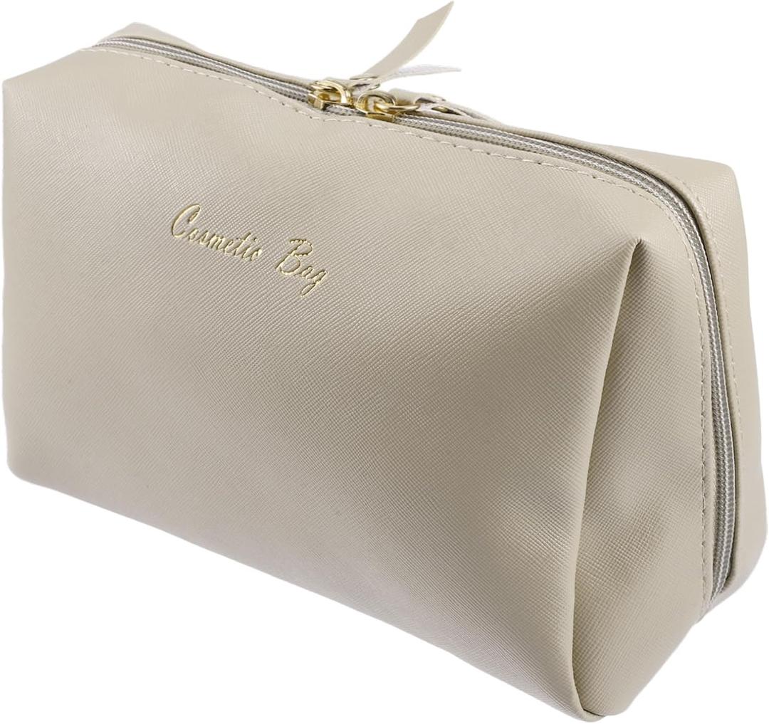 VOCOSTE 1 Pc Women Portable Large Makeup Bag for Vacation Camping Travel Bathing Khaki