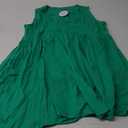 OPCAKM Women's V Neck Sleeveless Mini Dress Loose Summer Pleated Swing Flowy Sundress, Extra Large, Green 