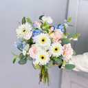 20 Pcs Fake Silk Gerbera Daisy Artificial Flowers with Stems Faux Daisies Flower Bulk for DIY Art Crafts Home Wedding Party Vase Centerpieces Tables Garland Wreath Decoration (White)