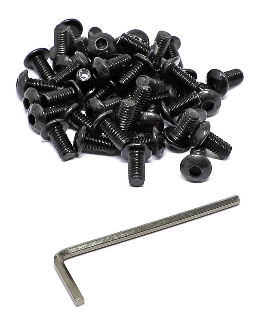 iexcell 100 Pcs M4 x 8mm Thread Pitch 0.7 mm Alloy Steel 10.9 Grade Hex Socket Button Head Cap Screws Bolts Kit, Black Oxide Finish