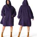 Bedsure Wearable Blanket Hoodie Gifts for Women, Warm Cozy Giant Hoodie Blanket Oversized Sweatshirt Present for Mom Wife GF Men Adult, Dark Purple (Standard)