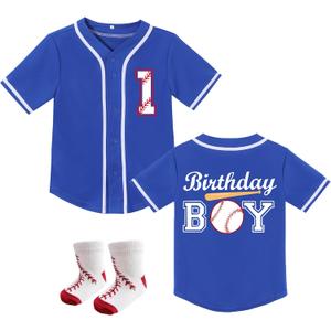 Toddler Boy Birthday Baseball Theme Shirt with Socks Kids Baseball Jerseys 1st 2nd 3rd 4 Year Old Birthday Outfits