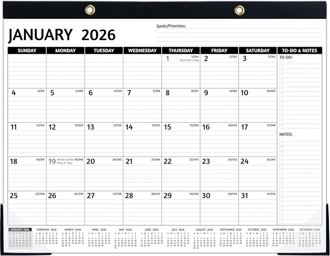 2026-2027 Desk Calendar Run now to Jun 2027, 18 Monthly Desk Calendar 2026-2027 Large, 22'' x 17'', 2026 Desk/Wall Calendar with Desk Pad, To-do Lists, Ruled Blocks, Corner Protectors, Lay Flat
