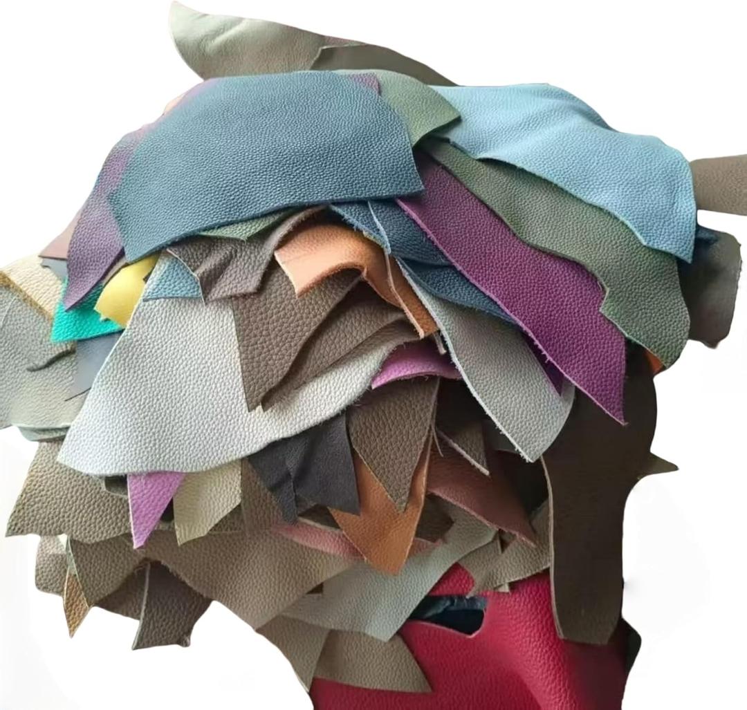 Leather Scraps, 1.5-2.0mm (3.6-5 oz) Thick Genuine Cowhide Scraps, Leather Scrap for Tools/Crafts/DIY, Mixed Colors, Leather for Crafting (Thick 500 Grams)