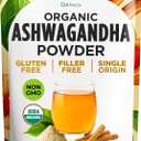 Gya Tea Co Organic Ashwagandha Powder 1.1 lb (17.64 oz) - No Sugar Added, Non GMO, Gluten Free - Great Flavor for Milk, Baking, Drinks, Smoothies & Cakes, Vegan Friendly