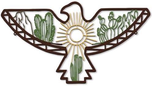 Lounsweer Aztec Metal Eagle Wall Decor Southwestern Wall Art Farmhouse Metal Framed Eagle Western Home Decor for Bedroom Living Room(Colorful)