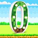 8.5" Pixel Game Light up Numbers Sign Pixel Pattern Game Theme Birthday Party Decorations Night Light Pixel Game Party Supplies (Number 0) (Green,Brown)