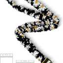 2 x Stretchy Scrunchie Lanyard for ID Badges Keys, Cute Teacher Lanyard for Women with 2 Card Holders 19.6 Inch (Black and White Flowers)