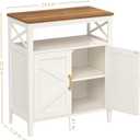 Bathroom Storage Cabinet with Doors, Adjustable Shelf, Wood Top