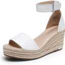 DREAM PAIRS Women's Wedge Sandals Open Toe Espadrilles Sandals Comfortable Dressy Ankle Strap Platform Sandals Suitable for Work Beach Summer Shoes (9, White)