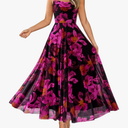 BTFBM Women Summer Floral Maxi Dresses Elegant Spaghetti Strap Dress Printed Party Dress Beach Long Dresses, Size M
