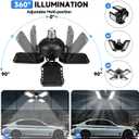 Aoretic LED Garage Lights Bulb 2 Pack -120W, 12000LM 6500K Led Shop Light with 4+1 Deformable Panels, Basement Barn Light Garages Ceiling Lights, E26/E27 for Garage, Warehouse, Shop