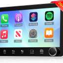 [2G+64G] 10.36 inch Android Single Din Car Stereo, 10 inch Touch Screen Radio with Wireless Carplay/Android Auto/EQ Audio/SWC/Bluetooth/WiFi/FM RDS Radio