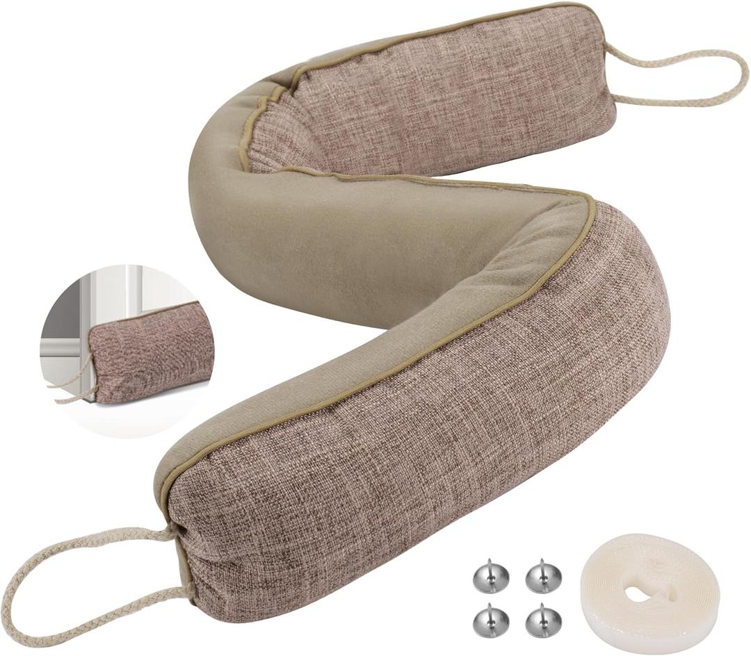 Under Door Draft Stopper, 36" Weighted Door Draft Stoppers for Bottom of Door with Hook Loops for Easy Install and Storage, Block Hot Cold Air Wind Noise for Doors Gap Up to 4.33", Yellow