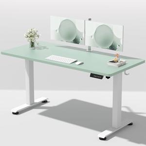 Veken 55 Inch Large Electric Standing Desk, 4 Memory Heights Adjustable, Sit to Stand Up, Work Home Office Computer Table for Study, Walking Pad, Writing, and Games, Wooden Desktop Desks, Green