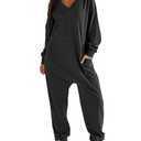 ANRABESS Jumpsuits for Women 2025 Fall Long Sleeve Casual Loose Fit Romper Lounge One Piece Pajamas Outfits Jumper Black, XL