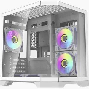 MATX PC Case, Top 240mm Radiator Support, 5 PCIe Slots for Max GPU Cooling, Extra Space for 160mm PSU & Easy Cable Management, 3120mm ARGB Fan with Controller (Non-PWM), Type-C, Mirage 4 Black