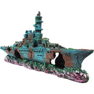SLOCME Aquarium Shipwreck Decorations Fish Tank Ornaments - Resin Material Sunken Ship Decorations, Eco-Friendly for Freshwater Saltwater Aquarium Betta Fish Decorations