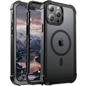 Jaroco Magnetic for iPhone 13 Pro Max Case, Compatible with MagSafe, Military Grade Drop Protection, Heavy Duty Protection, Non-Slip, Shockproof 2-Layer Durable Bumper Phone Case 6.7''-Black