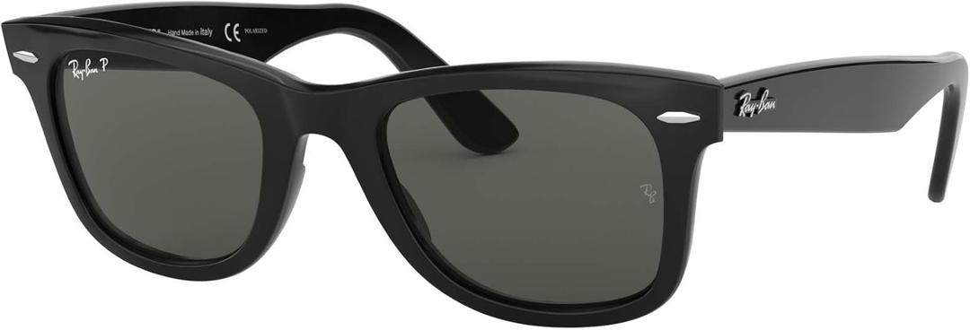 Ray-Ban RB2140 Original Wayfarer Sunglasses, Black/Green Polarized, 50 mm