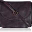 Genuine Leather Shoulder Crossbody Purse For Women with Adjustable Strap, Mobile Pocket & Outside & Inside Zipper (Purple Wash)