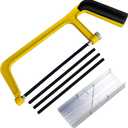 Mini Metal Miter Box and Saw Set, 6 Inch Extra Fine Cut Hand Saw, 5.3 Inch Small Aluminum Miter Box with 3 Hacksaw Replacement Blades for Crafts, Hobby Projects, Cutting Wood, Soft Metal