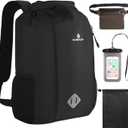 Dry Bag Backpack, 20L Dry Bag Waterproof with Waist Pouch and Phone Case,Roll top Dry bag for kayaking,Marine dry bag for Kayaking, Beach, Rafting, Boating, Hiking, Camping and Fishing (Black)