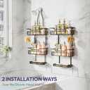 SWTYMIKI Bathroom Shower Caddy Hanging - 3 Tier Rustproof Over Shower Head Organizer, No Drilling Bathroom Shelf with 16 Hooks & Soap Holder, Anti-Swing Rack for Shampoo,Sponge,Towel, Black, Medium