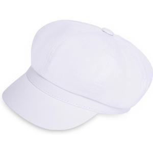 Newsboy Hats for Women - Classic 8-Panel Cabbie Hat with Adjustable Elastic Band, Breathable Comfortable Fit for All Seasons (White)