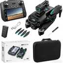 ikaufen S159 Drone with Built-in 5.9in screen control, GPS positioning, brushless motor, optical flow positioning, ESC camera, obstacle avoidance function, body tips power consumption+2 Battery(S159 screen control+ 2 Battery Black)