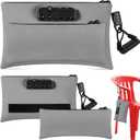 Sanwuta 1 Set Money Bag with Lock Mother and Small Bags Locking Money Pouch with Zipper for Beach Accessories Pouch(Gray)