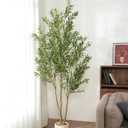 Olive Tree 6FT Fake Tree Faux Plants Indoor with Pot Artificial Tree Nearly Natural Olive Branches and Fruits for Living Room Home Office Decorations