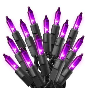 PREXTEX 100 Count Purple Halloween Lights - 20 ft Incandescent String Lights with Black Wire - Violet Indoor and Outdoor Light for Halloween Parties, Christmas Holiday Decorations, Fences and Patios