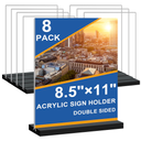 Seencool 8.5x11 Acrylic Sign Holder Vertical Double-Sided Tabletop Sign Holder with Black Base, Plastic Picture Frame Paper Holder, Clear Menu Display Stand for Office Restaurant Store Home 8 Pack