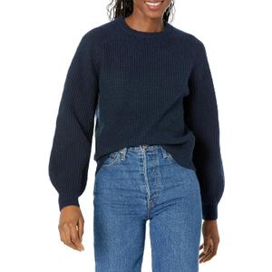 Amazon Essentials Women's Ribbed Long Sleeve Crewneck Sweater, XS Black