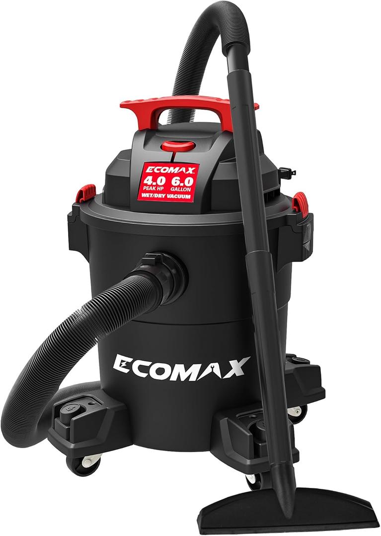 Shop Vacuum Wet/Dry 6 Gallon, 4 Peak HP, Wet/Dry Vac with Powerful Suction, with Air Flow 85 CFM, 3-in-1 Wet/Dry/Blow, Heavy Duty Shop Vacuum, for Home, Workshop, Jobsite, EM18116P
