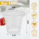 Lamosi 100 Pack 9 oz Clear Plastic Cups with Lids, Disposable Cups with Flat Lids No Hole, Ideal for Ice Cream, Cold Drinks, Fruit, Dessert, Yogurt Parfait