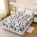 Bedding Fitted Sheet with Deep Pocket,Cute Colorful Pattern Printed Fabric Bed Sheets for Single Bed (Floral, Twin)