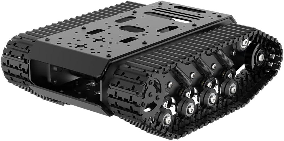 Robot Tracked Tank Car Chassis with Encoder DC Motor, Suspension Shock Absorption Chassis Car Full-Metal Robotic Moving Platform Track for Arduion RPi Microb Jetson Python DIY Smart Robot Maker