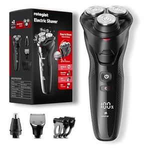 rategist Cordless Electric Razor for Men: 3-in-1 Shaver for Beard/ Nose/ Sideburns - IPX7 Waterproof Travel Kit - Turbo Speed & Precision Blades