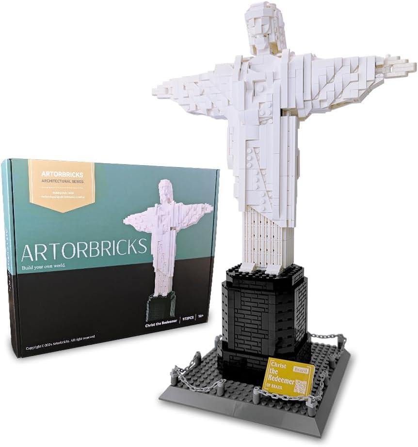 ArtorBricks Christ The Redeemer Building Set, 973 Pcs Large Scale Architecture Model Kit for Adults, Gift Idea, 7" W x 16.7" H Display Statue