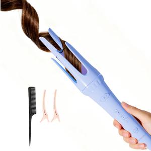 Auto Hair Curler, Automatic Curling Iron with 4 Temperature Settings, 30s Fast Heat, Anti-Tangle & Anti-Scald, 60min Auto Shut-Off, Portable, Easy-to-Use, Purple