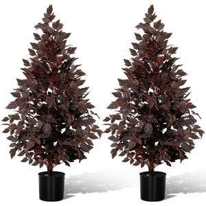 Giegxin 2 Pack 3ft Fall Plum Cimicifuga Tree Faux Fall Tree Artificial Cimicifuga Stems Seeded Plant Autumn Plant Decor for Halloween Thanksgiving Front Door Fireplace Mantel Outdoor Indoor Decor