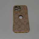 Compatible with iPhone 16 Pro Max Case with Logo View, Luxury Elegant Full Protection Slim Shockproof Leather Case with Camera Lens Protector Phone Cover for iPhone 16 Pro Max Khaki